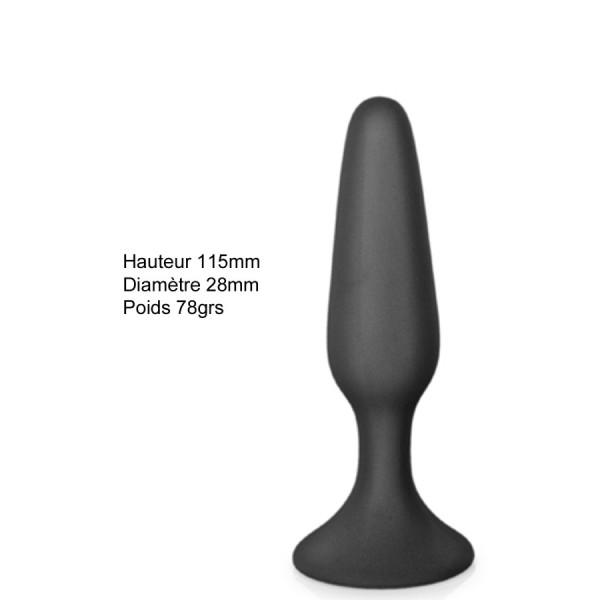 Plug anal noir 11.5cm avec ventouse 